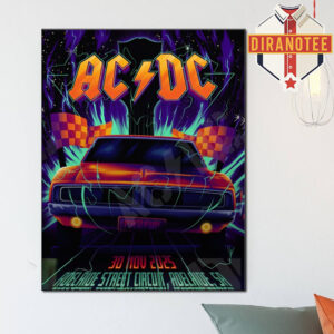 ACDC PWR Up 2025 Event Poster At Adelaide Street Circuit In Adelaide South Australia On November 30 2025 Home Decor Poster Canvas
