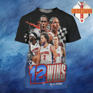 Detroit Pistons Reach 12 Game Wins In A Row NBA 2025 All Over Print Shirt