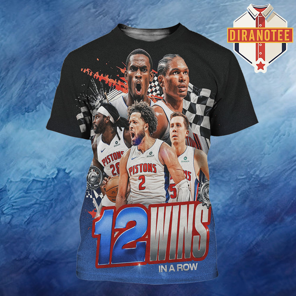 Detroit Pistons Reach 12 Game Wins In A Row NBA 2025 All Over Print Shirt Detroit Pistons Reach 12 Game Wins In A Row NBA 2025 All Over Print Shirt