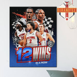 Detroit Pistons Reach 12 Game Wins In A Row NBA 2025 Home Decor Poster Canvas
