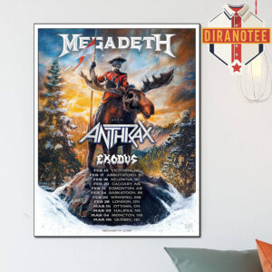 Megadeth Canada 2026 Tour Poster With Anthrax And Exodus Tour Date List Home Decor Poster Canvas