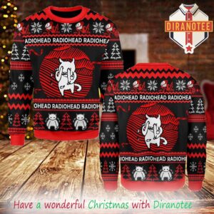 Radiohead Red Black White Customs Name 2025 Christmas Ugly Sweater