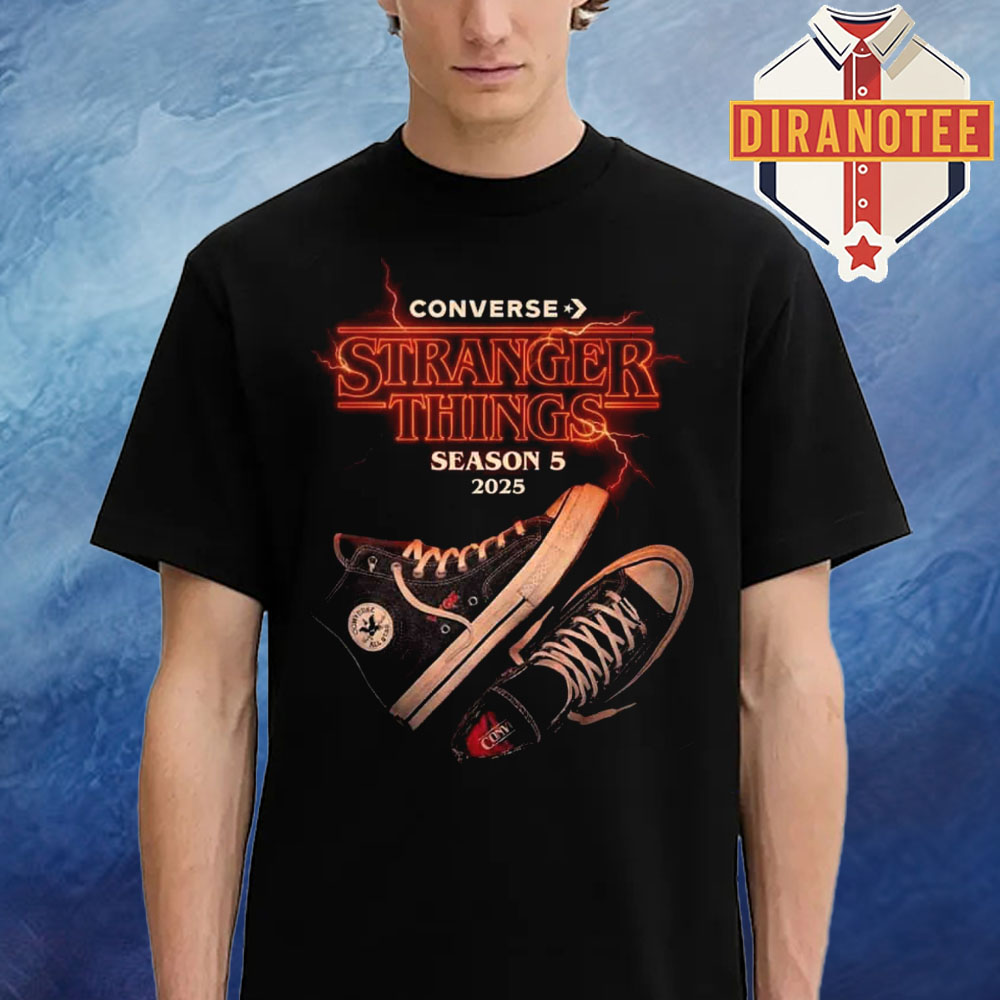 Stranger Things Season 5 X Converse Poster 2025 Chuck Taylor Sneakers Netflix Promotional Artwork Unisex T-Shirt Stranger Things Season 5 X Converse Poster 2025 Chuck Taylor Sneakers Netflix Promotional Artwork Unisex T-Shirt