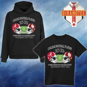 Alabama Crimson Tide Vs Oklahoma Sooners 2025 2026 College Football Playoff Matchup Helmet At Oklahoma Memorial Stadium In Norman Oklahoma On December 19 2025 Unisex T-Shirt Hoodie Shirt