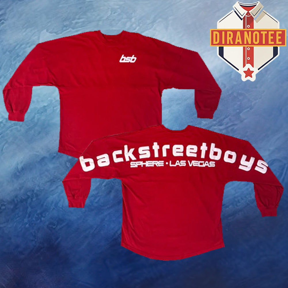 Backstreet Boys Merch Into The Millennium Spirit Jersey Jumbo Text Red Unisex Long Sleeve Backstreet Boys Merch Into The Millennium Spirit Jersey Jumbo Text Red Unisex Long Sleeve
