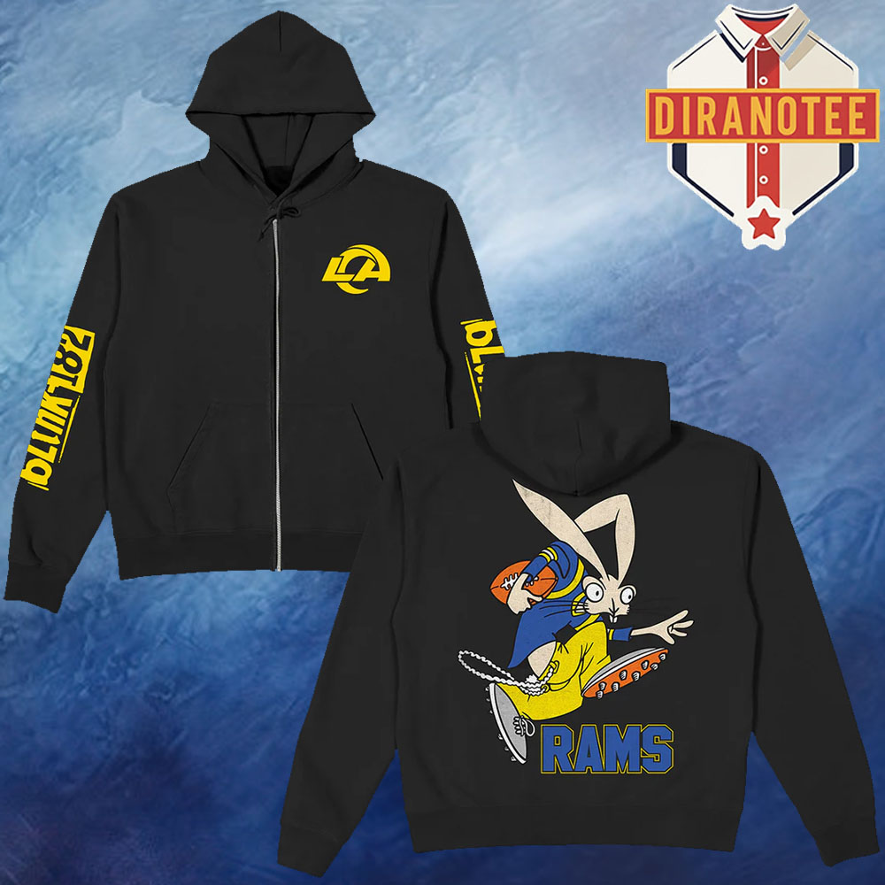 Blink 182 X LA Rams Wide Receiver Black Unisex Zip Hoodie Blink 182 X LA Rams Wide Receiver Black Unisex Zip Hoodie