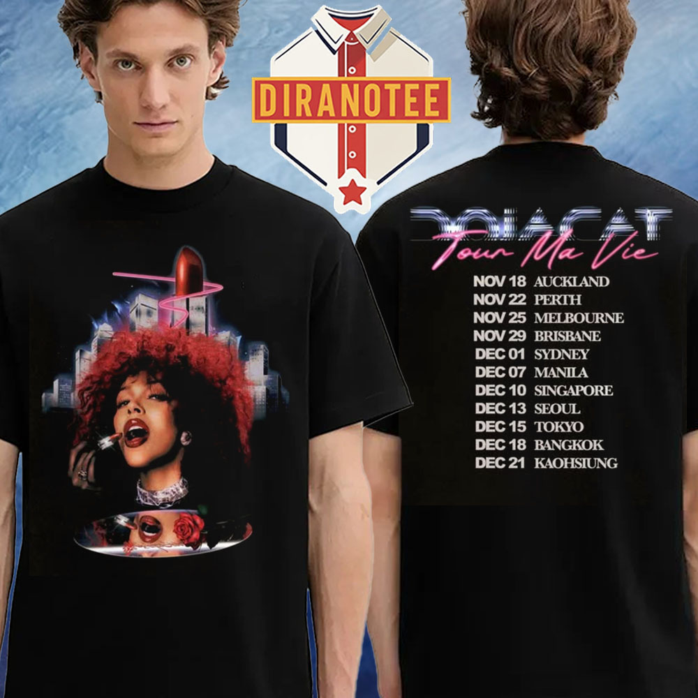 Doja Cat Ma Vie World Tour 2025 Schedule And Photo Merch Two Sided Unsiex T-Shirt Doja Cat Ma Vie World Tour 2025 Schedule And Photo Merch Two Sided Unsiex T-Shirt