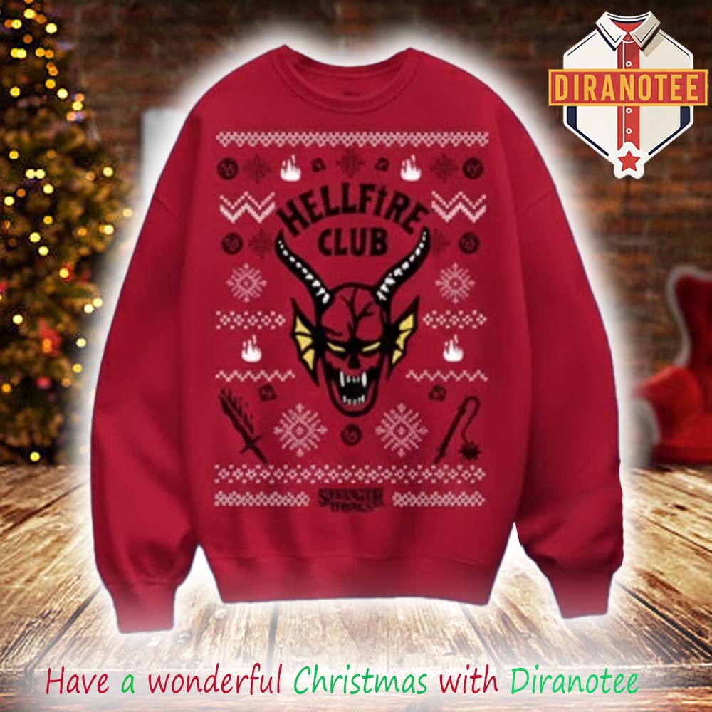 Hellfire Club X Stranger Things Holiday Xmas 2025 Red Ugly Christmas Sweater Hellfire Club X Stranger Things Holiday Xmas 2025 Red Ugly Christmas Sweater