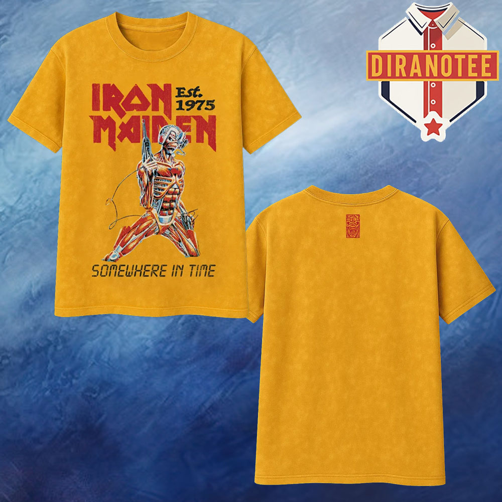 Iron Maiden Somewhere In Time Vintage Gold Two Sided Unisex T-Shirt Iron Maiden Somewhere In Time Vintage Gold Two Sided Unisex T-Shirt