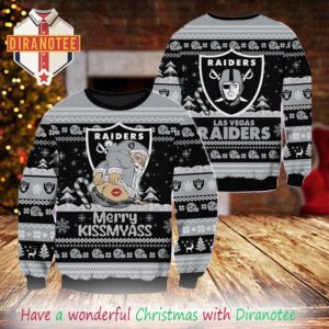 Las Vegas Raiders NFL 2025 Merrykissmyass Funny Santa Claus Xmas Ugly Christmas Sweater