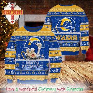 Los Angeles Rams NFL 2025 Merrykissmyass Funny Santa Claus Xmas Ugly Christmas Sweater