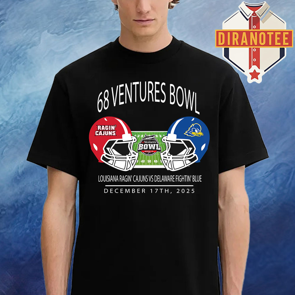 Louisiana Ragin' Cajuns Football Vs Delaware Fightin' Blue Hens Football 68 Ventures Bowl 2025 At Hancock Whitney Stadium In Mobile Alabama On December 17th 2025 Helmet Matchup Unisex T-Shirt Louisiana Ragin' Cajuns Football Vs Delaware Fightin' Blue Hens Football 68 Ventures Bowl 2025 At Hancock Whitney Stadium In Mobile Alabama On December 17th 2025 Helmet Matchup Unisex T-Shirt
