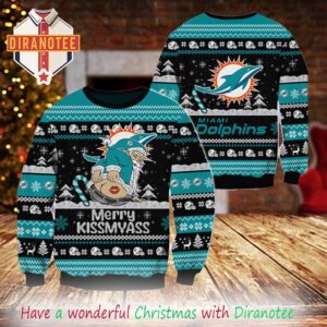Miami Dolphins NFL 2025 Merrykissmyass Funny Santa Claus Xmas Ugly Christmas Sweater