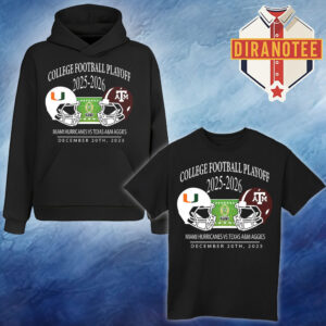 Miami Hurricanes Vs Texas A&M Aggies 2025 2026 College Football Playoff Matchup Helmet At Kyle Field In College Station Texas On December 20 2025 Unisex T-Shirt Hoodie Shirt