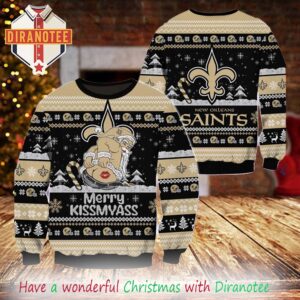 New Orleans Saints NFL 2025 Merrykissmyass Funny Santa Claus Xmas Ugly Christmas Sweater