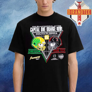 Oregon Ducks Football Vs Texas Tech Red Raiders Football Postseason 2025 R2 Helmet To Helmet Second Round Unisex T-Shirt