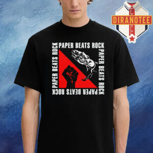 Paper Beats Rock Red And White Unisex T-Shirt