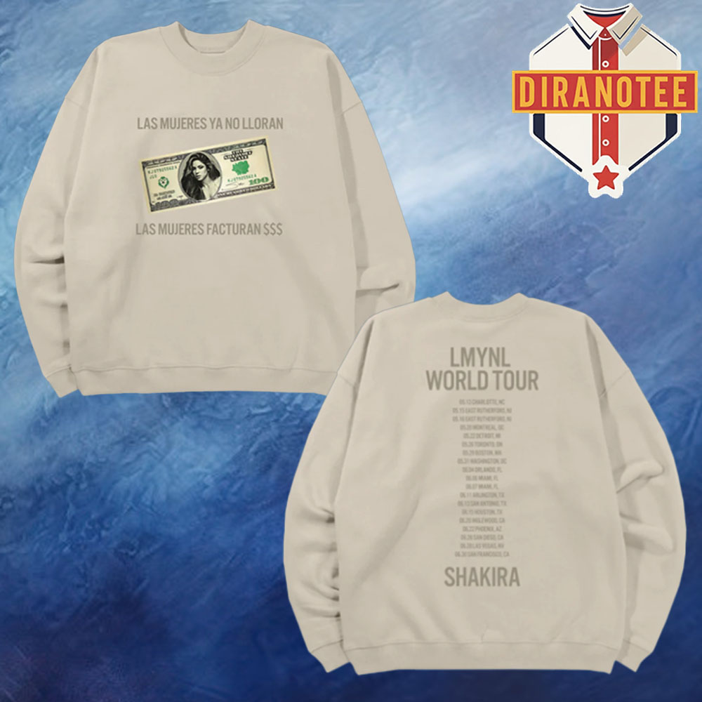 Shakira Merch LMYNL World Tour 2025 Dollar Bill Unisex Crewneck Sweater Shakira Merch LMYNL World Tour 2025 Dollar Bill Unisex Crewneck Sweater