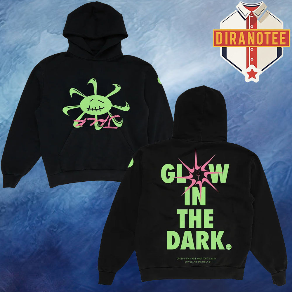 Travis Scott Cactus Jack X Nike Smiley Print Glow In The Dark Unisex Hoodie T-Shirt Travis Scott Cactus Jack X Nike Smiley Print Glow In The Dark Unisex Hoodie T-Shirt