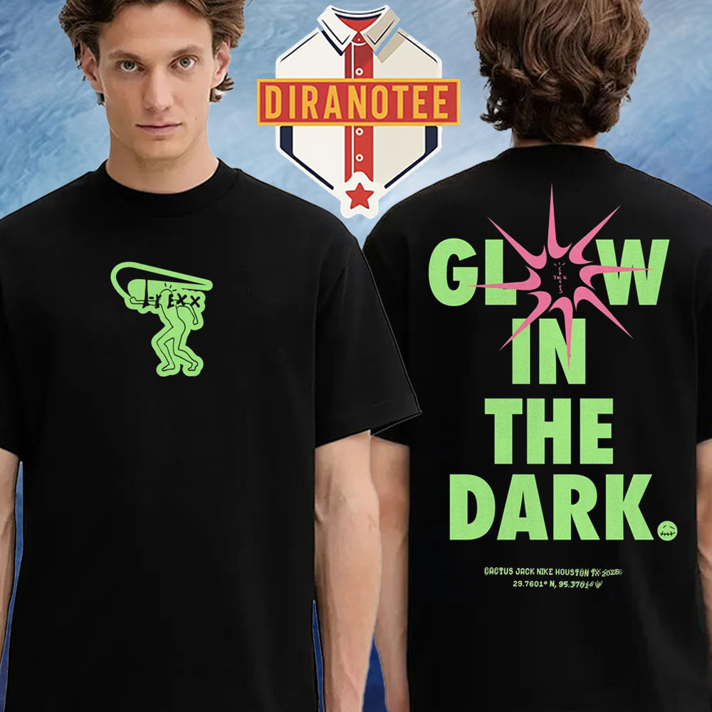 Travis Scott Cactus Jack X Nike T-Rexx Print Glow In The Dark Two Sided Unisex T-Shirt Travis Scott Cactus Jack X Nike T-Rexx Print Glow In The Dark Two Sided Unisex T-Shirt