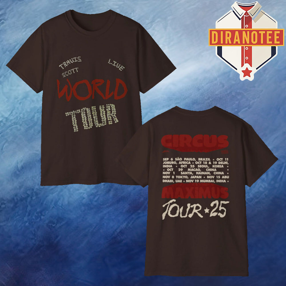 Travis Scott Utopia Merch In World Tour Dates List 2025 Two Sided Unisex T-Shirt Travis Scott Utopia Merch In World Tour Dates List 2025 Two Sided Unisex T-Shirt