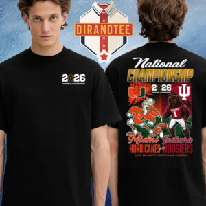 Indiana Hoosiers Vs Miami Hurricanes CFP 2025-2026 National Championship Match Up Two Sided Unisex T-Shirt