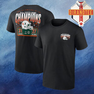 Miami Hurricanes College Football Playoff 2026 Fiesta Bowl Champions Scoring Drive Two Sided Unisex T-Shirt