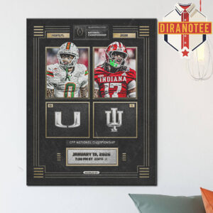 Miami Hurricanes Vs Indiana Hoosiers 2026 College Football Playoff National Championship In Miami Gardens Florida On January 19 2026 Home Decor Poster Canvas