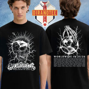 The Offspring Merch Tee Mohawk Skull 2025 2026 Tour Two Sided Unisex T-Shirt