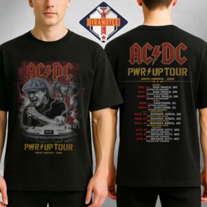 ACDC PWR UP Tour South America 2026-2028 Band Graphic Full Tour Dates Show Two Sides Tee