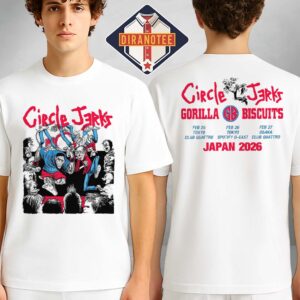 Circle Jerks Japan 2026 Tokyo Osaka Gorilla Biscuits Two Sides Tour Unisex T-Shirt