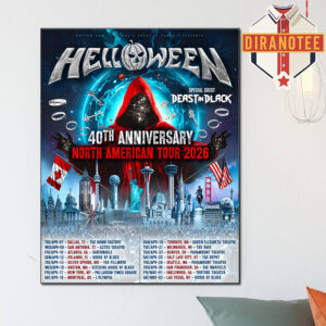 Helloween 40th Anniversary North American Tour 2026 Schedule Home Decor Poster Canvas