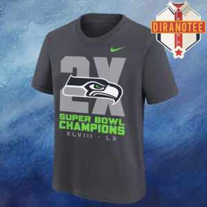 Nike Seattle Seahawks Two Time Super Bowl Champions Multi-Champs Unisex T-Shirt