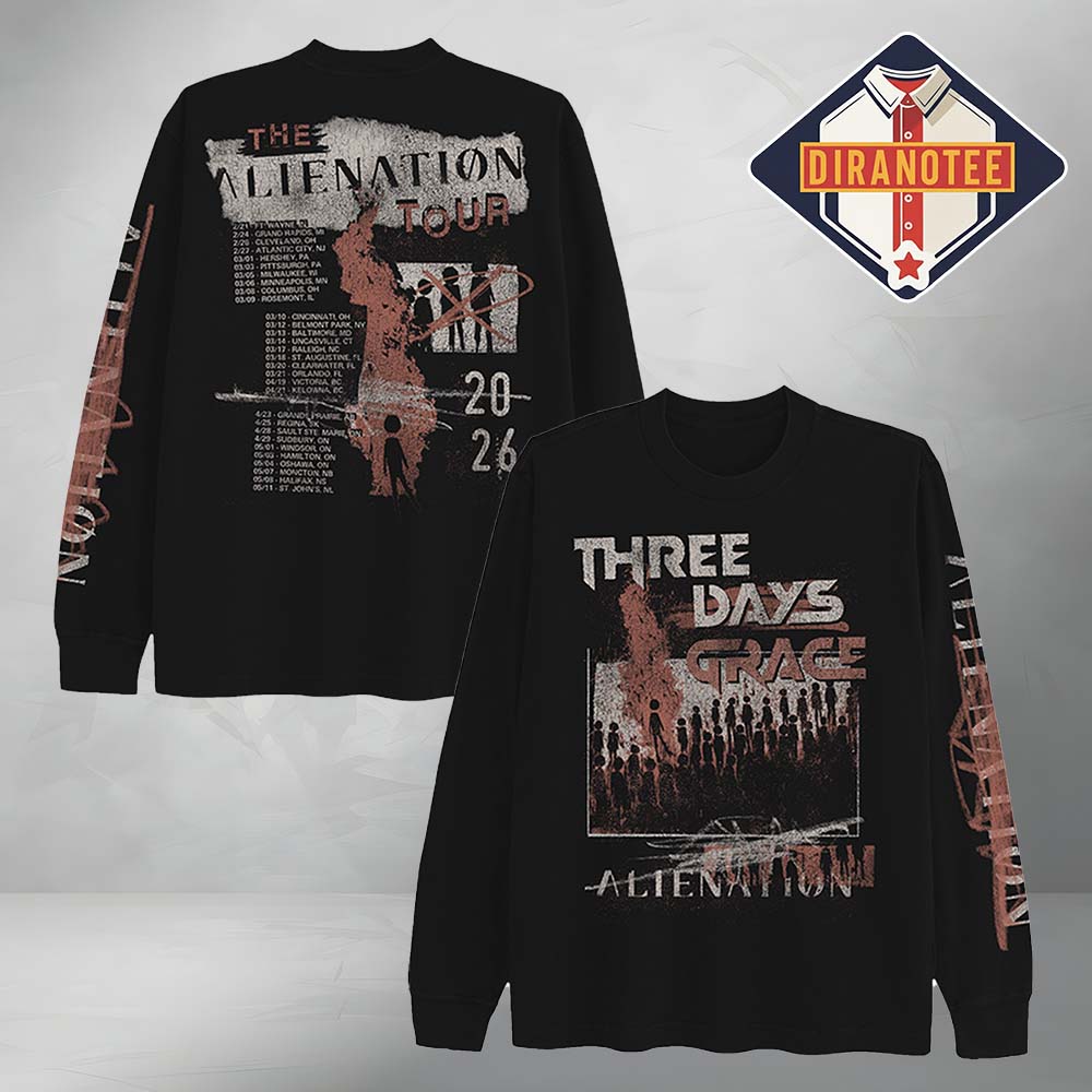 Three Days Grace 2026 Alienation Tour All Over Print Long Sleeve Three Days Grace 2026 Alienation Tour All Over Print Long Sleeve