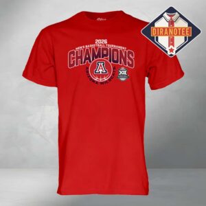 Arizona Wildcats Red Blue 84 2026 Big 12 Men’s Basketball Conference Tournament Champions Short Sleeve Unisex T-Shirt