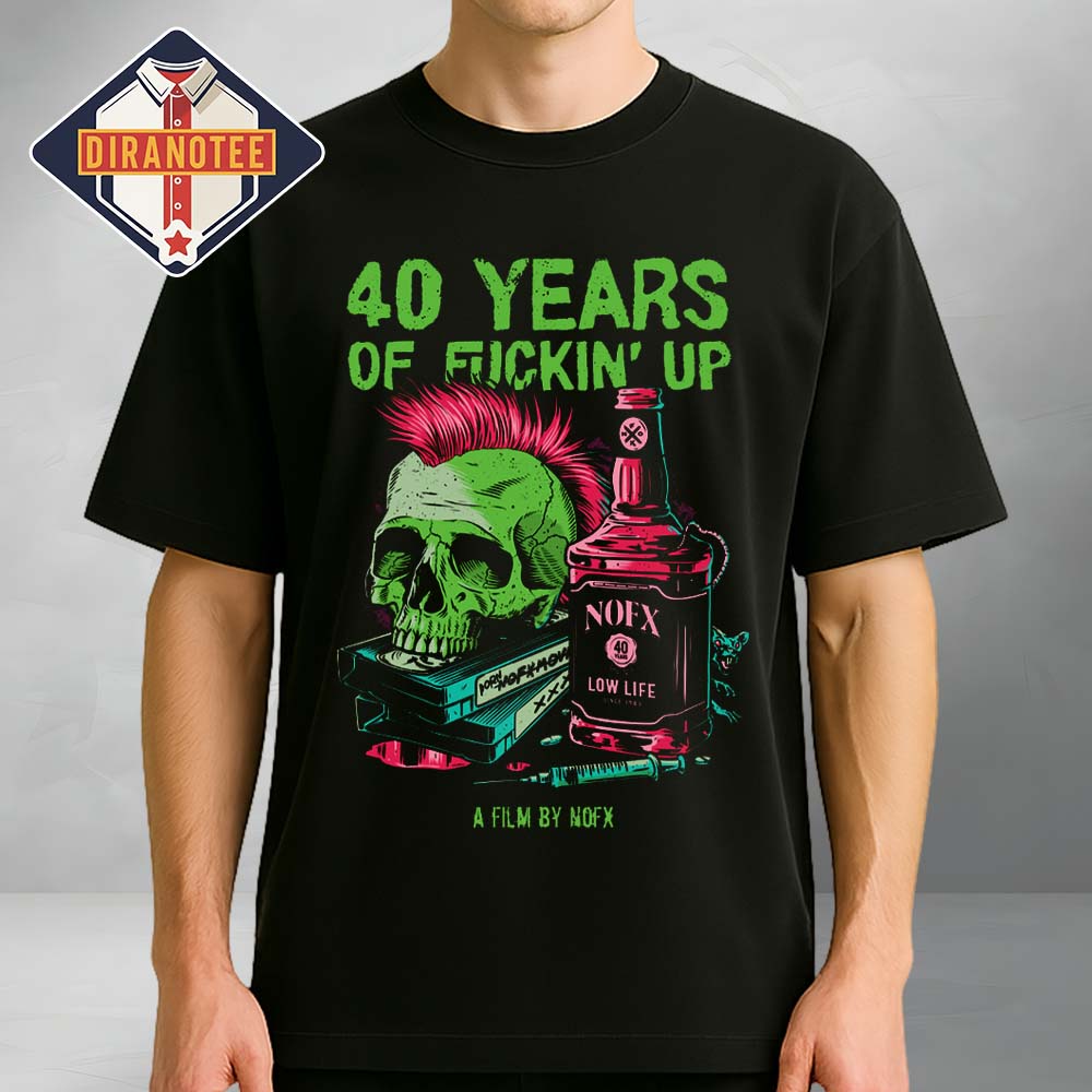 NOFX 2026 Bottle Skull 40 Years Of Fuckin Up Movie Tee NOFX 2026 Bottle Skull 40 Years Of Fuckin Up Movie Tee