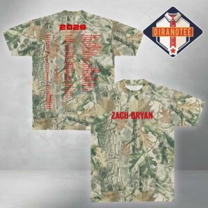 Zach Bryan Tour Merch 2026 With Heaven On Top Camo Tour Tee